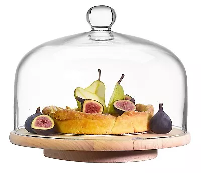 Clear Glass Dome Handle Lid Cover For Cake Cheese Kitchen H22cm X D29cm • £28.49