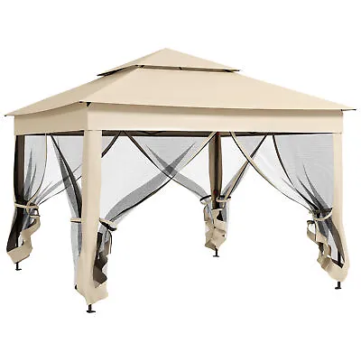 Outsunny Garden Folding Tent Heavy Duty Pop Up Gazebo For Party Cream • £121.99