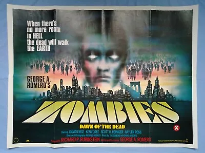 DAWN OF THE DEAD (1978) Original UK Cinema QUAD POSTER - Romero ZOMBIE Horror • £400