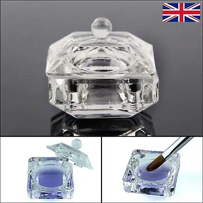 Crystal Glass Dappen Dish Pot + Lid Cup Acrylic Liquid Monomer Nails Powder Uk • $6.30