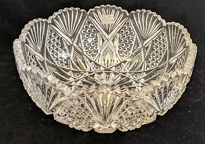 VTG MIKASA 9  Diameter Crystal Candlelight Serving Bowl ~ Cane/Star & Fan Design • $29