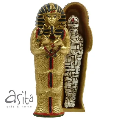 Golden Tutankhamun Sarcophagus With Mummy Egyptian Gift • £10.99