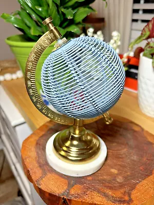 Metal Globe Magnetic Frame With Marble Base And Gold Accents • $19.95