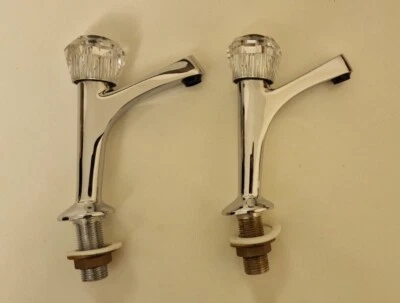 £22.99 • Buy Pegler High Neck Sink Pillar Taps 1/2  31013 - Chrome Plated, Acrylic Handles