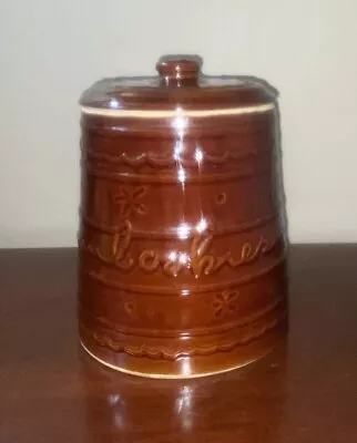MARCREST DAISY & DOT Brown Stoneware Cookie Jar W/ Lid Vintage • $22.99