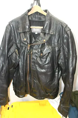 Wilsons Xl Leather Heavy Weight Vented Motorcycle Black Jacket Biker Men • $149