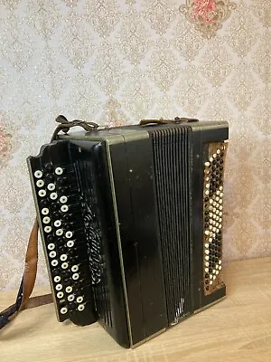 Vintage USSR Wooden Russian Harmonic Button Accordion (Bayan) • $180