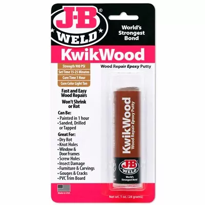 $25.95 • Buy JB Weld KwikWood Epoxy Putty Stick 28gr Kwik Wood Timber Repair Stik J-B 8257