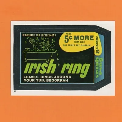 1986 Wacky Packages Irish Ring #65 Topps Mini Album Sticker Spring Soap Spoof • $2.49