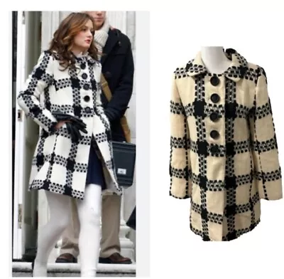 ASO Gossip Girl Blair Waldorf Milly New York Check Wool Trench Coat Size 4 • $200