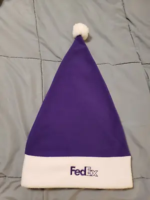 FEDEX Christmas Santa Elf Holiday Festive Hat Purple & White LIMITED EDITION • $17.99