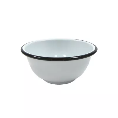 White Enamel Vintage Cereal Bowl Rustic Camping Tableware Country Kitchen Decor • $13.48