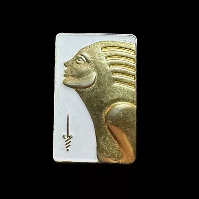 Art Deco Style Pin Gold Tone White Enamel Woman's Face Caduceus Medical ACS • $7.96