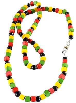 Necklace Rasta Roots Beads. Wood One Love Jamaica Reggae Africa Roots Bob • $16