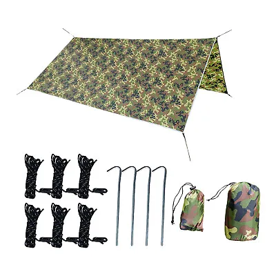 10ft Camping Tent Tarp Sail Canopy Camouflage Tarpaulin Waterproof Shelter P1H1 • $23.97