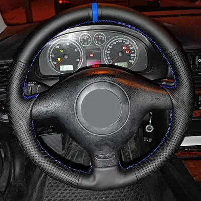 Black -blue Steering Wheel Leather Cover For VW Golf 4 MK4 Passat B5 1998-2005 • $11.99
