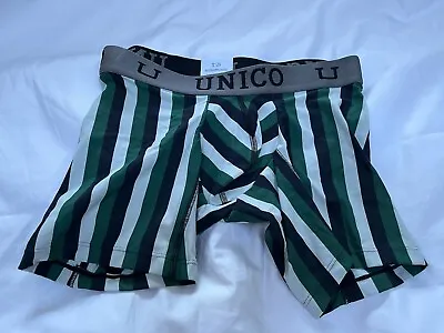 MUNDO UNICO BOXER UNDERWEAR Wide Green & Black Stripes SIZE S BNWT RRP £30 • £19