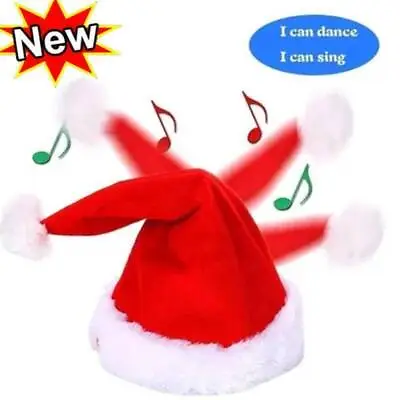 SINGING AND DANCING SANTA HAT Novelty Cap Musical Moving Funny Gifts XMAS • £10.85
