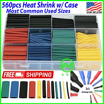 560Pcs HEAT SHRINK TUBING Insulation Shrinkable Tube 2:1 Wire Cable Sleeve W BOX • $7.99