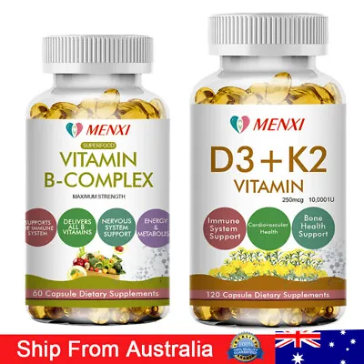 Vitamin K2 (MK7) With D3 Vitamin B Complex Capsules Energy Support Immune Health • $40.99