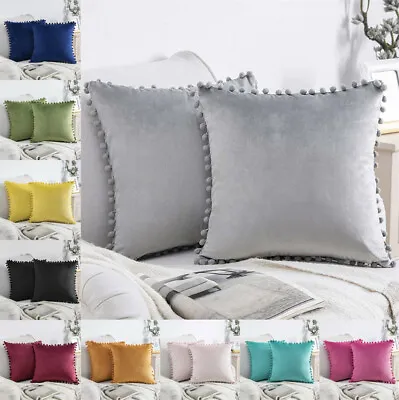 Pom Poms Velvet Cushion Cover Home Decor Sofa Pillow Case 45cm 50cm 55cm 60cm • $15.94
