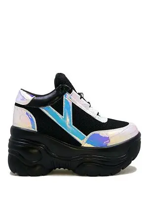 YRU Matrixx Black Atlantis Hologram Goth Punk Raver Platforms Trainers Sneakers • $262.37