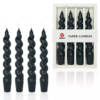Black Taper Candles Set Of 4 Dripless 7.5  Black Dinner Candles 5-6 Hrs Burning • $18.99