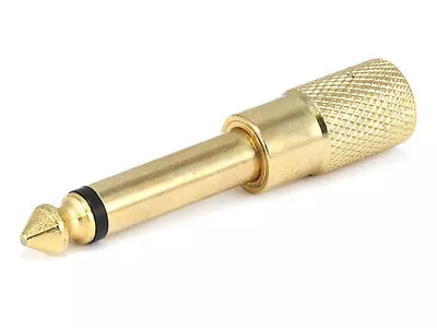 Metal 1/4in (6.35mm) TS Mono Plug To 3.5mm TRS Stereo Jack Adapter Gold Plated • $3.98