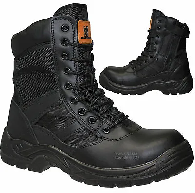 Mens Safety Work Boots Army Military Police Tactical Steel Toe Cap Combat Shoes • £32.95