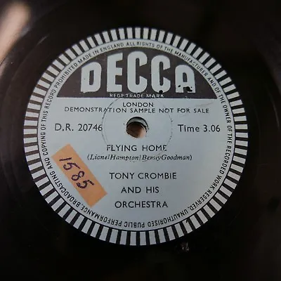 £17.50 • Buy 78rpm TONY CROMBIE Flying Home , Single Sided Sample Disc