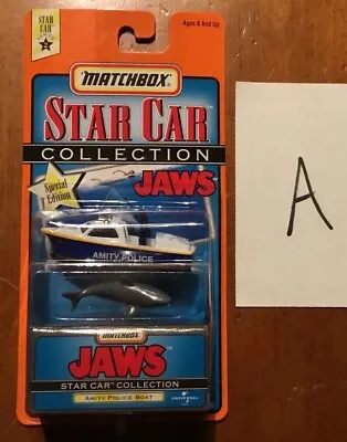 1997 Matchbox Star Car Collection Series 2 JAWS Amity Police Boat W/Shark Rare-A • $74.99