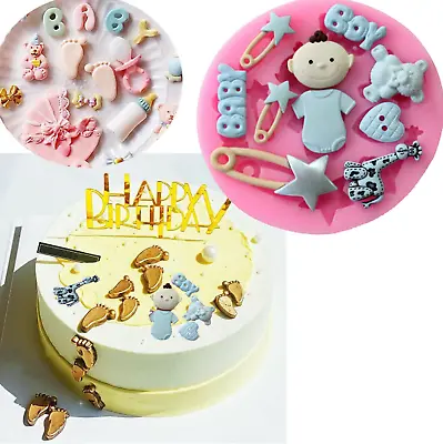 Baby Shower Bear  Silicone Fondant Icing Mould Chocolate Cake Sugar Craft Topper • £2.57