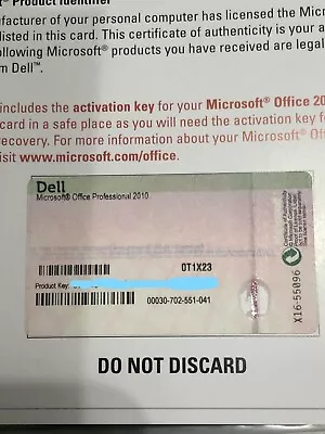 Microsoft Office Professional 2010 Product Activation Key Card ONLY NO Disc • $79.99