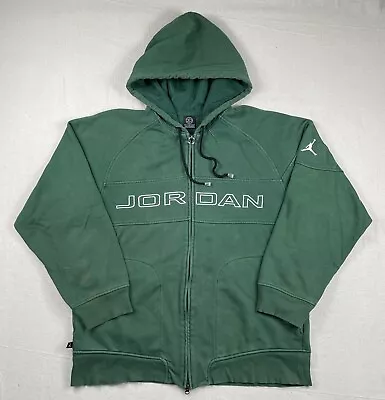 Jordan Retro Hoodie Full Zip Sweatshirt Jacket Sz L Nike Vtg Y2K Heavy Thick • $78
