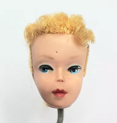 Vintage #3 Blonde Ponytail Barbie Doll Head Only Rarer Blue Eyeshadow • $390