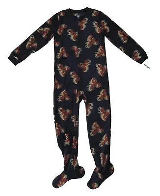 Carters Fleece Footed Pajama Blanket Sleeper 8 10 12 14 Dirt Bike Dark Blue • $27.99