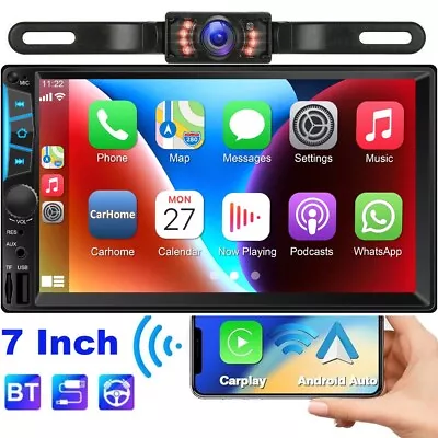 Car Stereo Radio 7  Head Unit Double 2DIN MP5 Player Wireless Apple Carplay Auto • $72.99