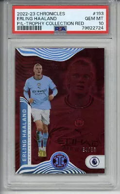 2022-23 Panini Chronicles P/l Trophy Collection Red Erling Haaland Psa 10 Pop 2 • $400