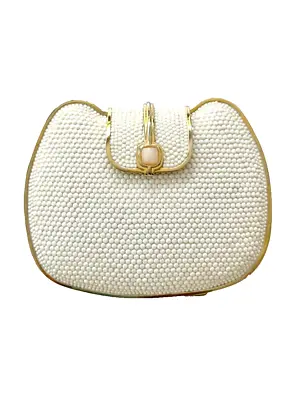 Judith Leiber Crystal Minaudiere Bag Bridal White And Gold • $625