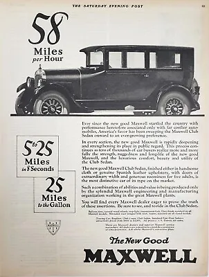 Maxwell Club Sedan Vintage 1925 Car Ad Auto Automobile Magazine Print Detroit MI • $12.59