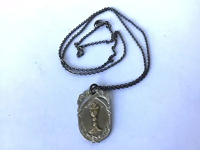VTG Catholic Communion Chalice Religious Necklace Pendant Silver 18” Chain • $14.99