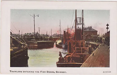 £4.95 • Buy PPC Trawlers Entering The Fish Docks Grimsby Lincolnshire 1910