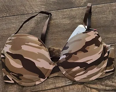La Senza VC Green Brown Camouflage Push Up Bra 36C  NEW W/ Tag Discontinued  • $14.99