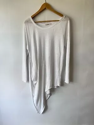 £18 • Buy Charli London Linen Jumper Asymmetric Hem Size 12 White