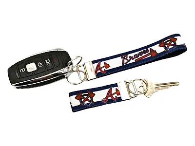 Atlanta Braves Keychain Key Fob Wristlet Key Chain Lanyard ID Holder Badge Gift • $8.81