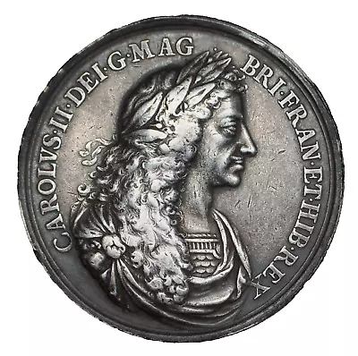 Rare Marriage Of Charles II And Catherine Of Braganza Silver Medal (43mm.) • £650