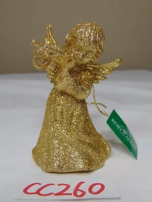 Christmas Tree Ornament Kurt S Adler 3d Angel Playing Flute  D1287 Gold Glitter • $12.99