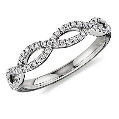 White Gold 1/4ct Infinity Pave Diamond Anniversary Ring (G-H I1-I2) • £160.85