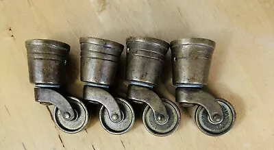 Solid Brass Cup Swivel Casters Brass Wheels (4) Pcs. 3” H Antique Hardware • $49.97