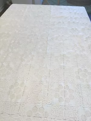 Vintage Lace Oval Tablecloth 1960s Ivory 54” X 120” • $16.99